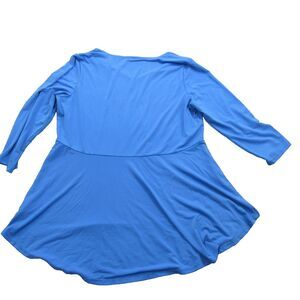 Susan Graver Tunic Top Womens Medium Ruffle Floral Accent 3/4 Sleeve A202946